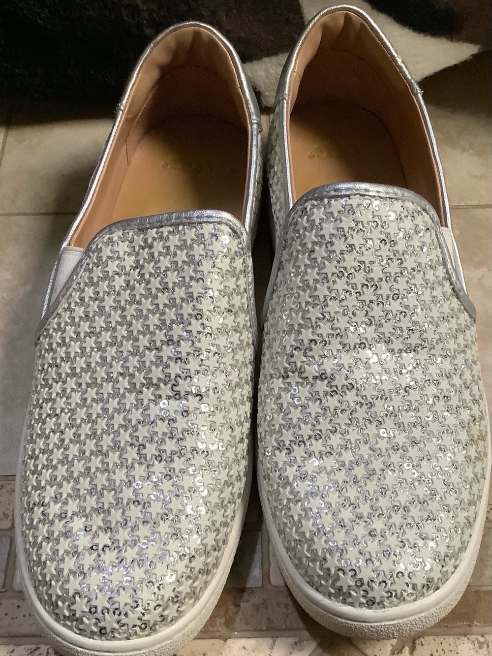 Women UGG Silver Star Sequin Slip-On Flats